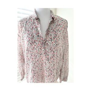Women's Button Down Shirt - Pink and White Floral